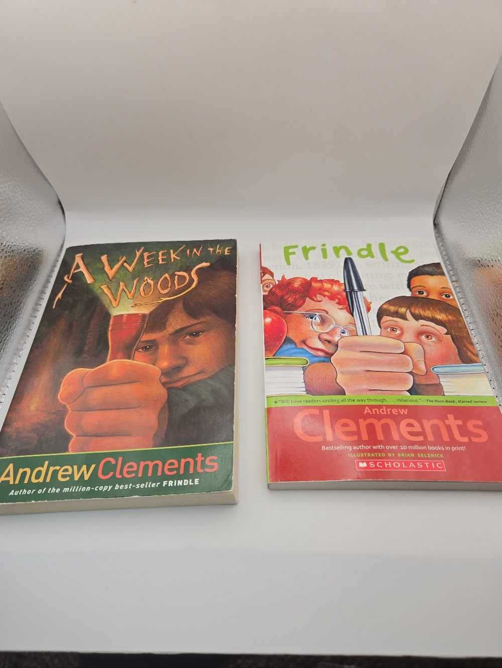 Andrew Clements Book Lot Frindle + A Week in the Woods Paperback Kids Books